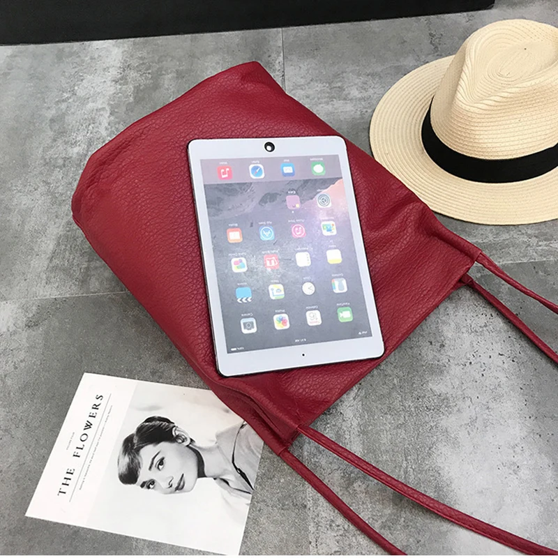 

CAIOAIFEI soft PU leather retro women bucket bag washed leather handbag ladies crossbody bags Large Capacity famale shopping bag