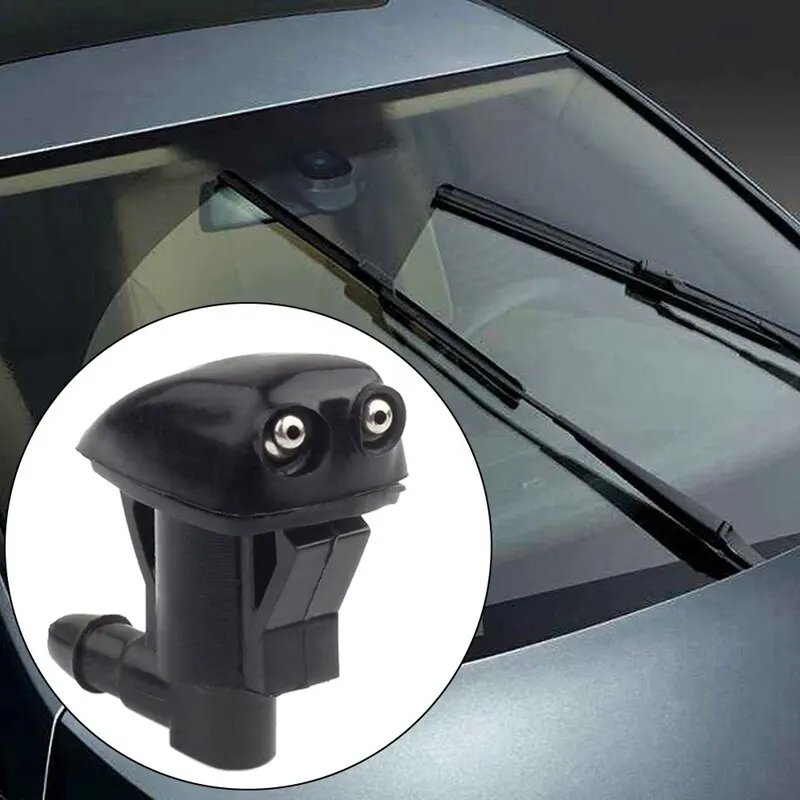 

2pcs Universal Dual-hole Front Windshield Wiper Nozzle Black Auto Car Front Windshield Washer Wiper Spray Nozzle Set