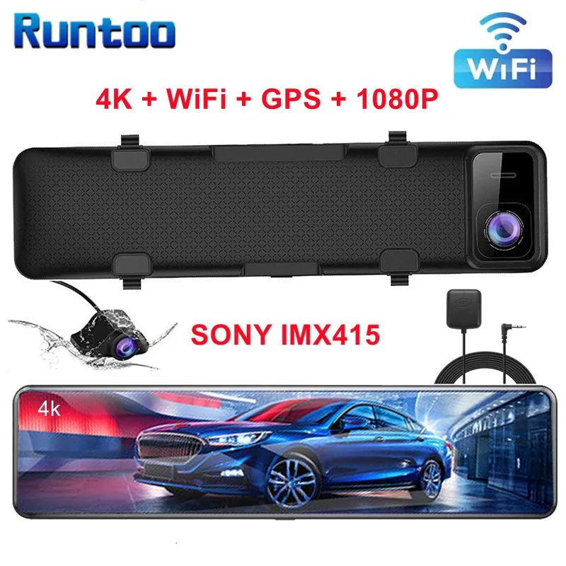 Автомобильный видеорегистратор 12 дюймов 4K 3840*2160P Sony IMX415 зеркало заднего вида GPS