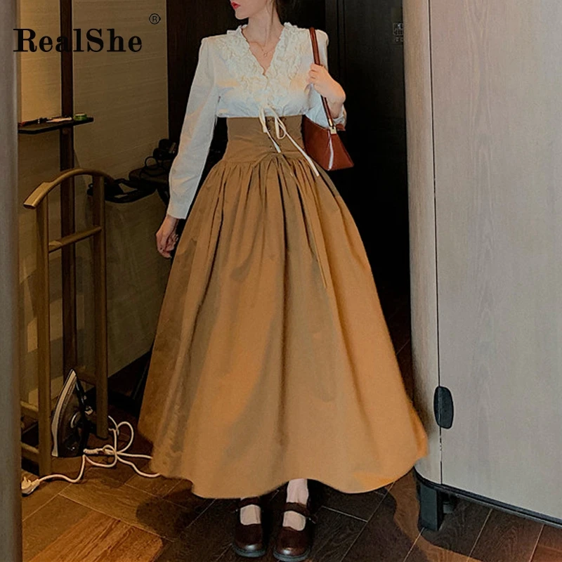 RealShe женское макси платье комплект из 2 предметов v образный вырез длинный рукав