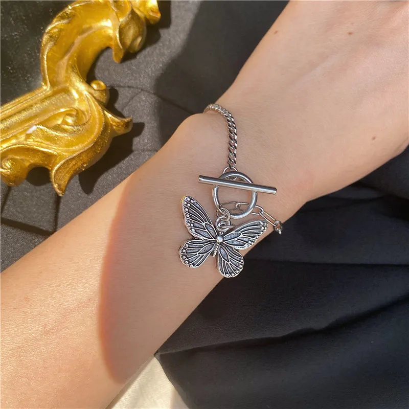 Серебряная цепь с большим животным плетением бабочка ожерелья для женщин сплав