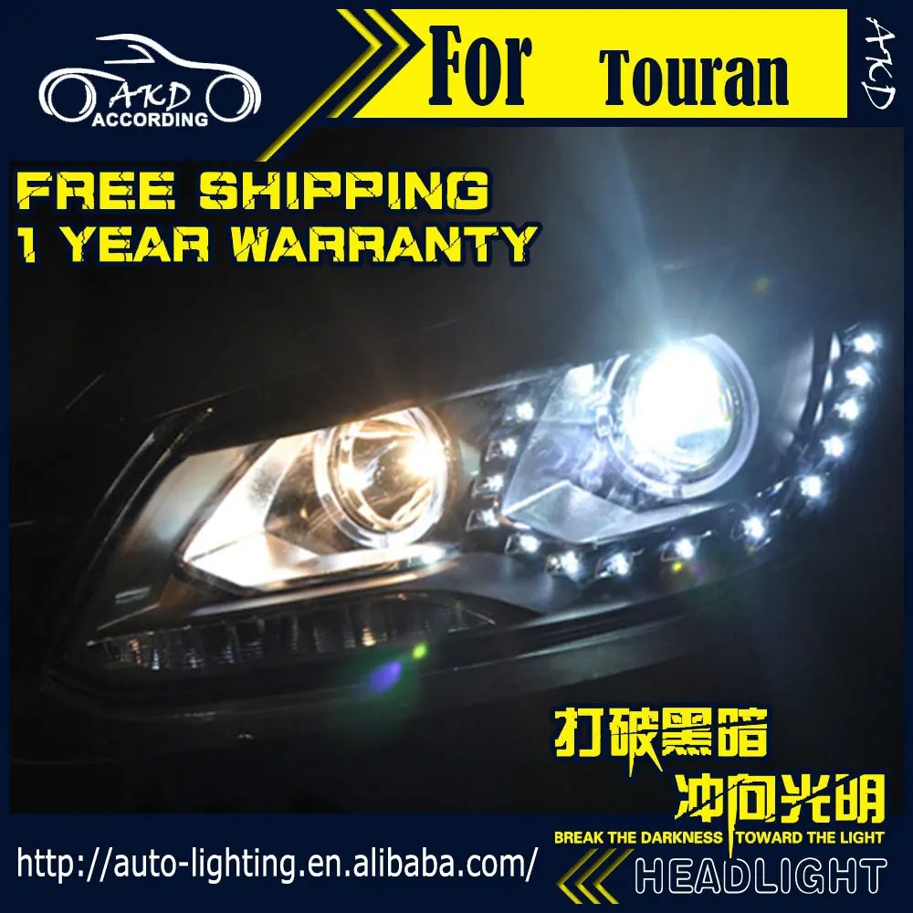 AKD автостайлинг фары для Touran 2011 2015 светодиодный ные DRL D2H Hid сигнал поворота Bi Xenon