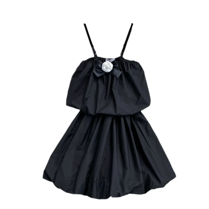 

Summer New Girls White Black Hepburn Slip Dress French High Waist Slim Women Spaghetti Strap Dress Ladies Sexy Dresses