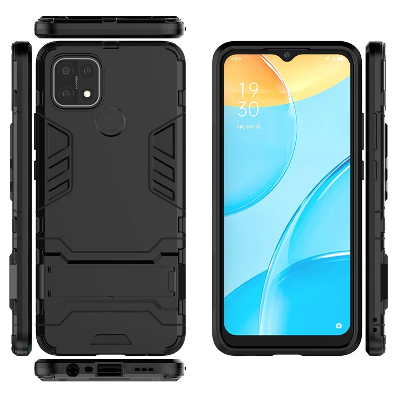 phone case for oppo a15 case shockproof armor pc phone bumper stand hard back cover for oppo a15 cover case for oppo a15 fundas free global shipping