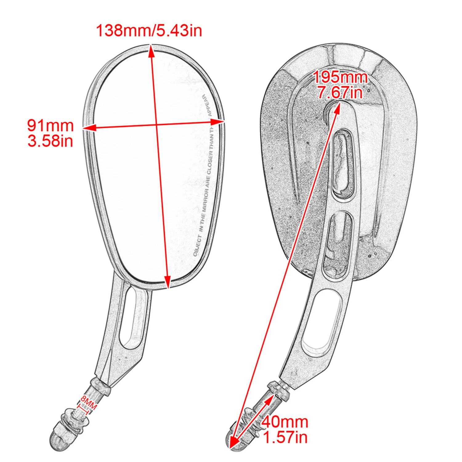 Хромированные боковые зеркала заднего вида 8 мм с ЧПУ для Harley Softail Dyna Sportster - купить