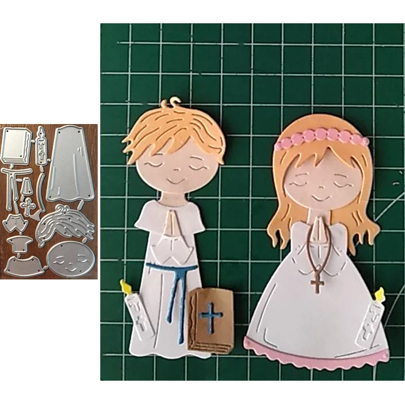 

Boy Girl Praying Set Two Metal Cutting Dies for Scrapbooking and Card Making Craft 2019 New die cuts