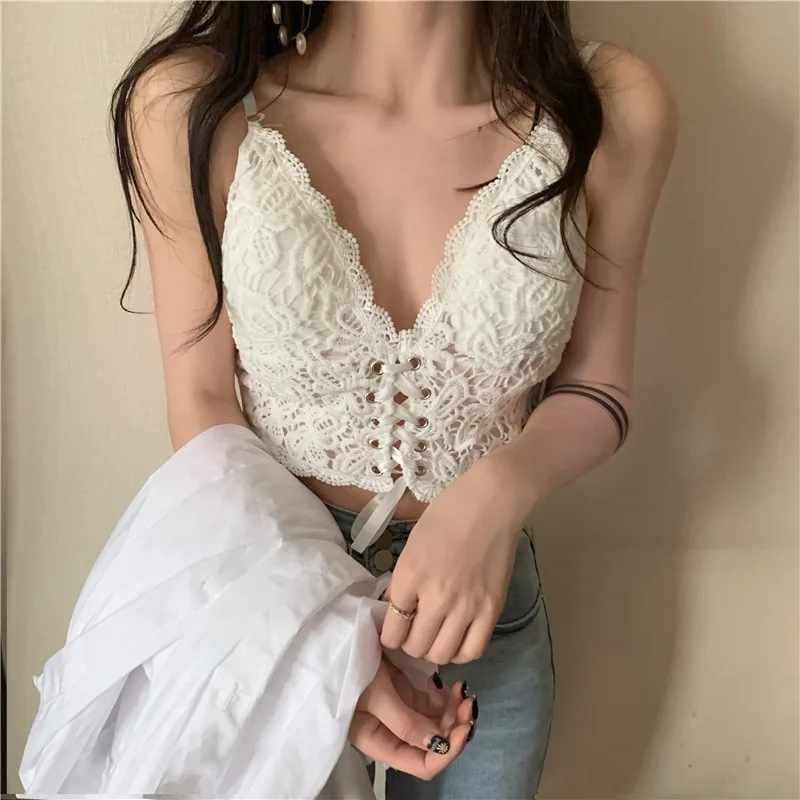 Кружевная блузка MUMUZI Женская белая и черная с коротким рукавом|Топы| |
