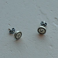 fashion silver plated round carving bird stud earrings for men women couple earrings eagle earrings retro ear jewelry