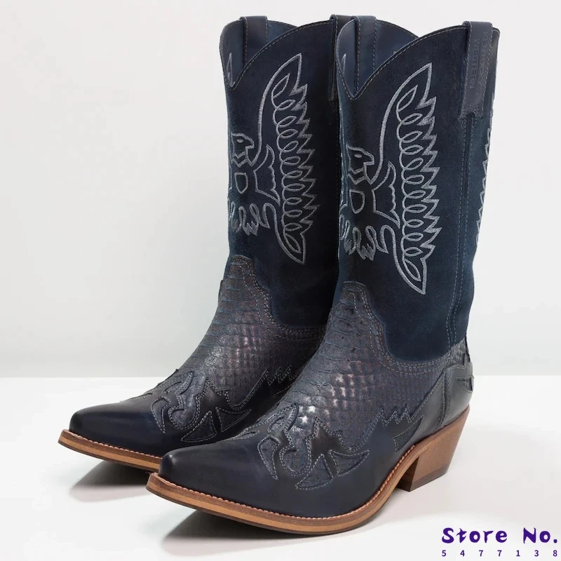 

Fashion Men Top Quality PU Leather Slip on Boots New Arrivals Western Cowboy Biker Boots Male Casual Zapatos De Hombre LP382