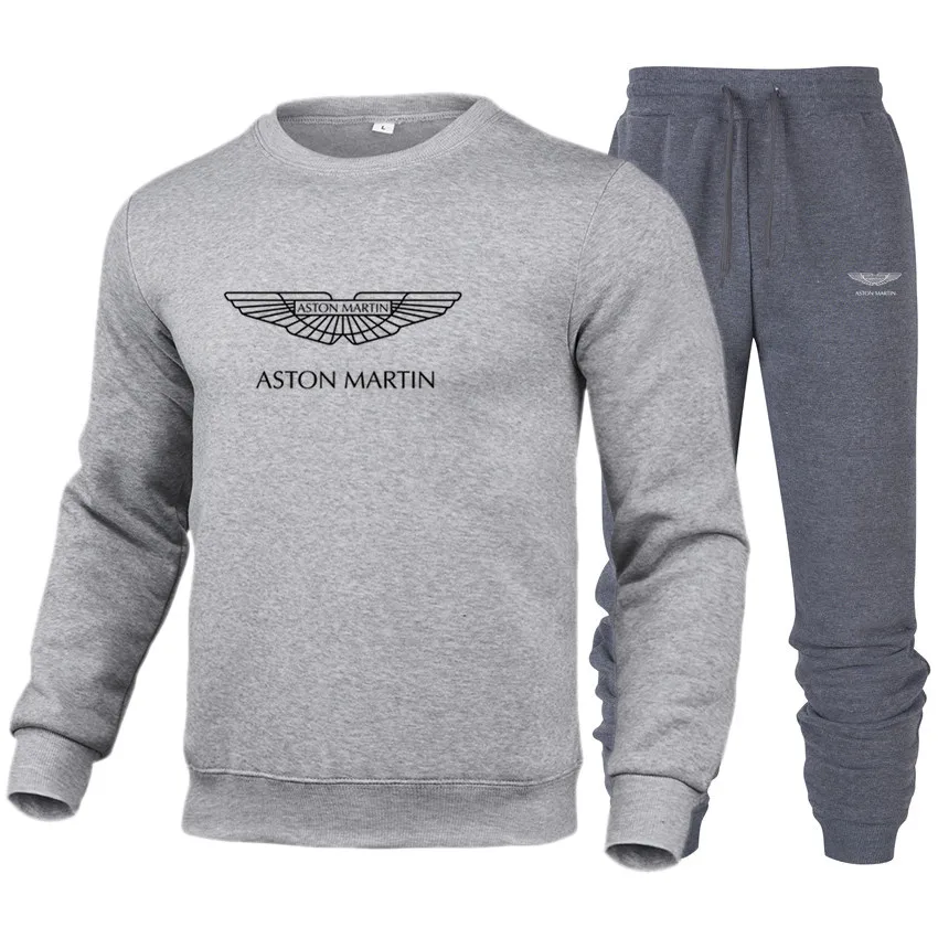 

Men's ASTONMARTIN car logo brand round neck sportswear hot selling men's sweater + trousers men's street casual wear