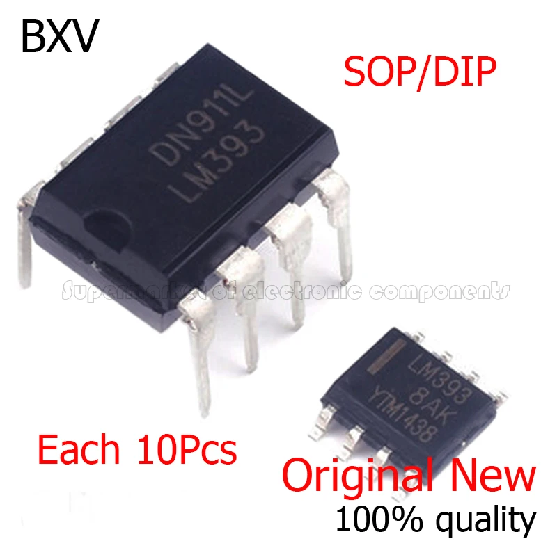 

10PCS/LOT LM393 SOP-8 393 DIP-8 SOP/DIP 10/DIP+10/SOP pair IC Chipset