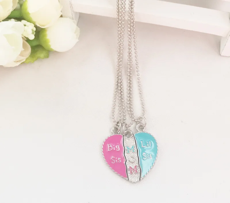 3 шт./партия сплав большая сестра мама маленькая сестренка эмаль сердце кулон