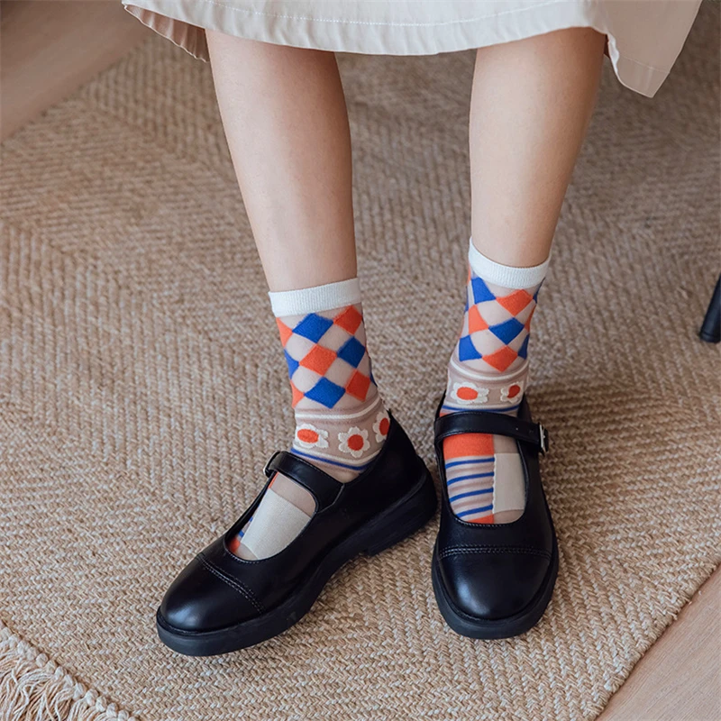 Новинка модные летние женские носки тонкие Дизайнерские Длинные повседневные