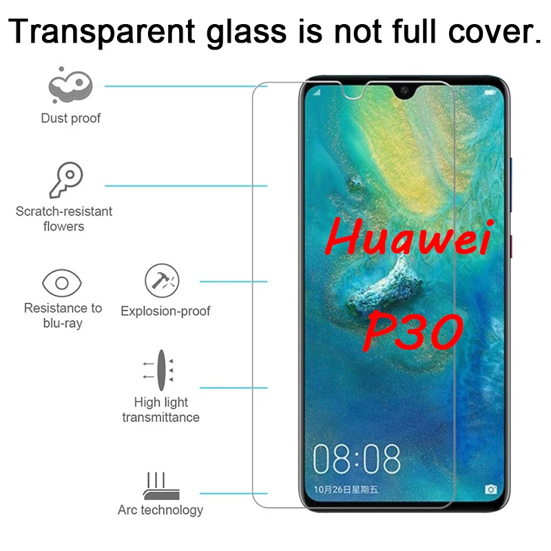Закаленное стекло для Huawei P30 Lite P30Lite Защитное P20 2018 Pro Защита экрана P Smart 2019
