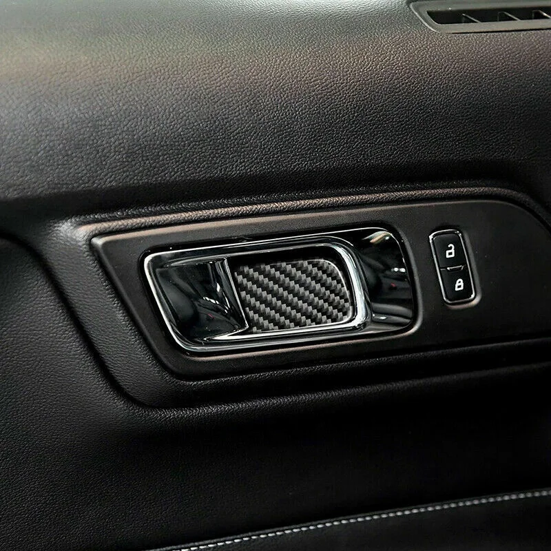 

3 Pcs for Ford Mustang 2015-2019 Car Accessories: 2 Pcs Inner Door Bowl Sticker & 1 Pcs Handbrake Decoration Sticker