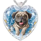 Новое ожерелье-подвеска в форме сердца из хрустального стекла для маленького мопса женское ожерелье Модные металлические аксессуары для животных и собак подарок для вечевечерние НКИ для девушки