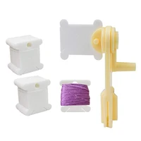 50pcs plastic white floss bobbins with floss winder for diy sewing embroidery floss card organizer cross stitch thread holder