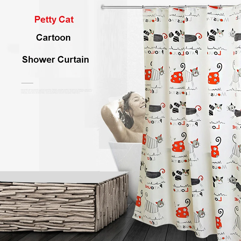 LeRadore уплотненная занавеска для душа с мультяшным маленьким котом полиэфирная