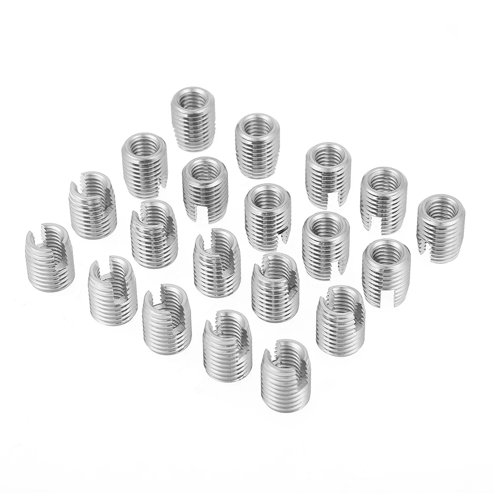 

20pcs Stainless Steel SUS303 Self Tapping Slotted Screw Thread Insert M8 x 15mm