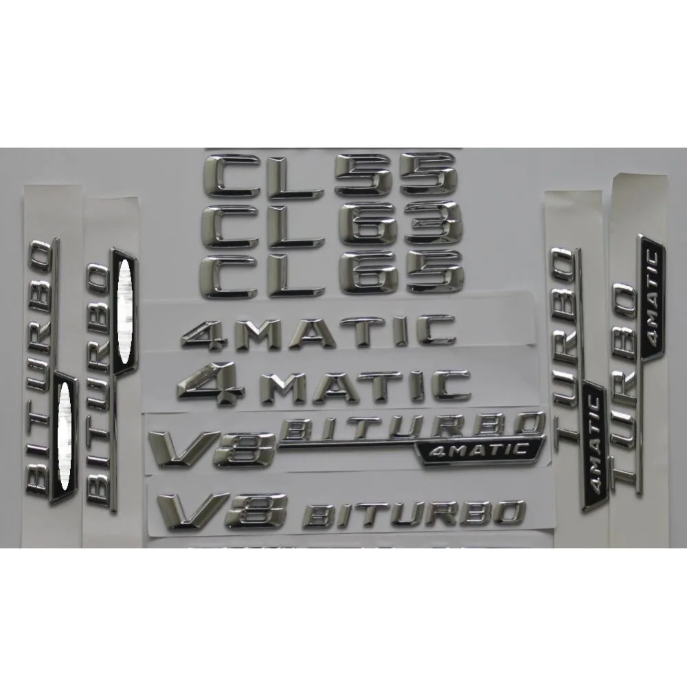

Chrome 3D Plastic Car Trunk Rear Letters Words Badge Emblem Emblems Sticker for Mercedes Benz AMG CL55 CL63 CL65 AMG 4MATIC