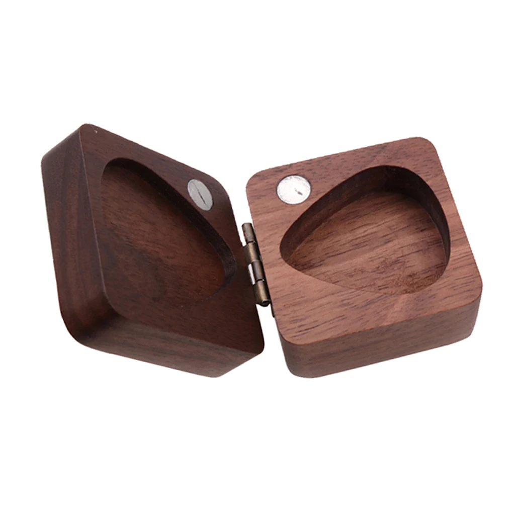 

Wooden Guitar Pick Plectrum Box Holder Case for 4pcs Picks Hold Musical Gift
