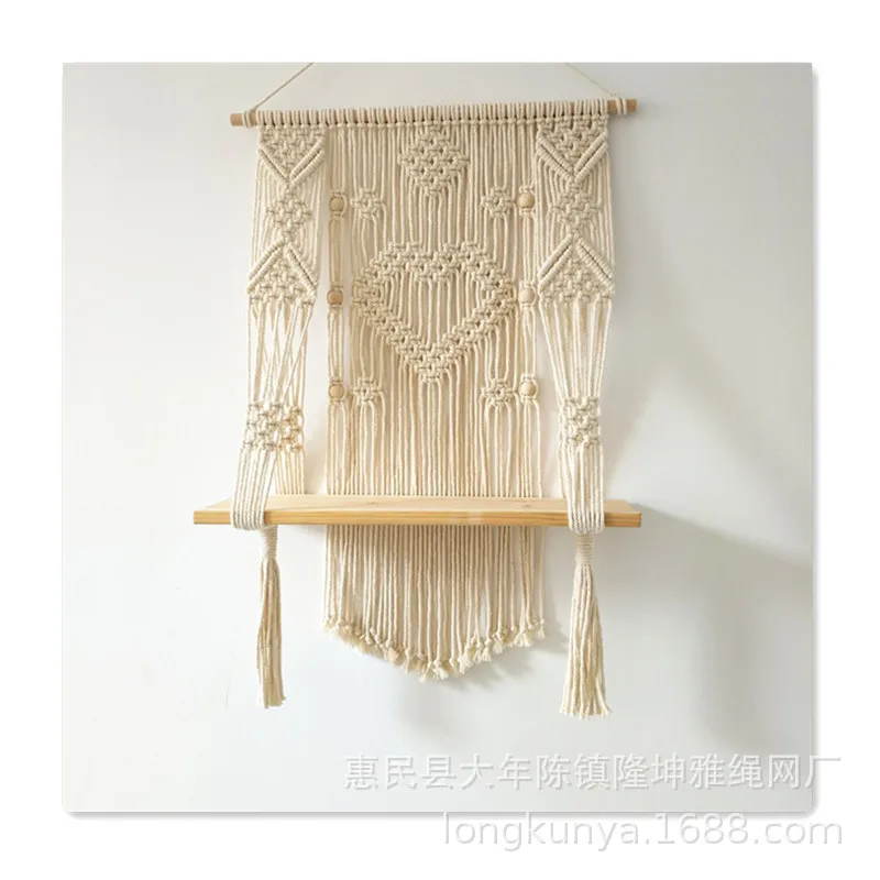 

Macrame Plant Hanger with Wooden Shelf Rope Planter Pot Hanger Basket Holder