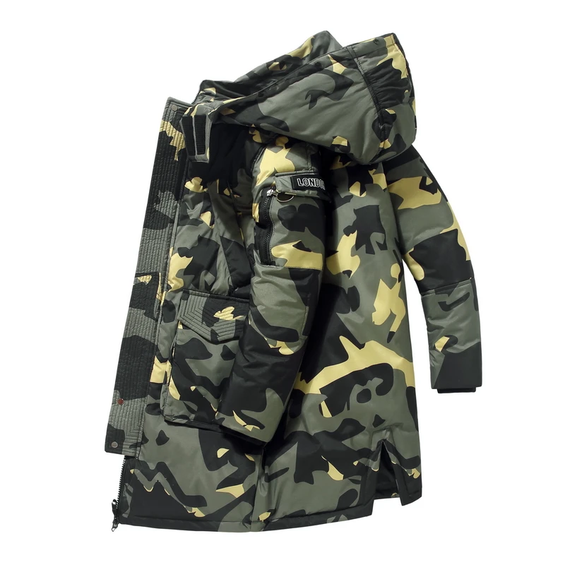 

90% luxury men's winter jacket long down jacket with detachable fur collar, windproof, compact and comfortable slim fit