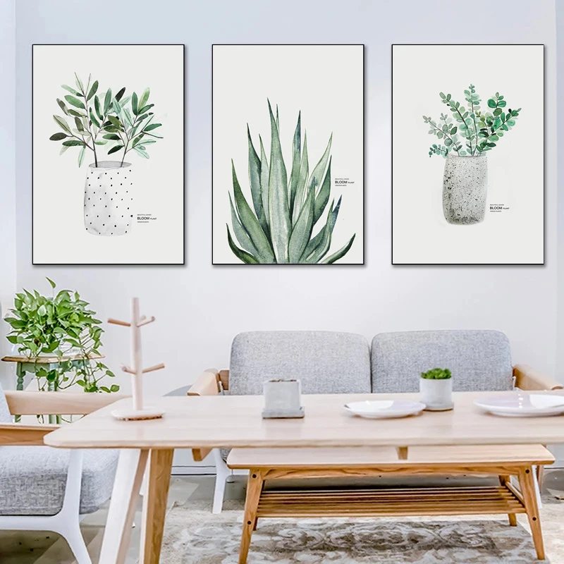 

Nordic Style Watercolor Plants Leaf Canvas Painting Print Scandinavian Wall Art Posters and Pictures for Living Room Home Decor