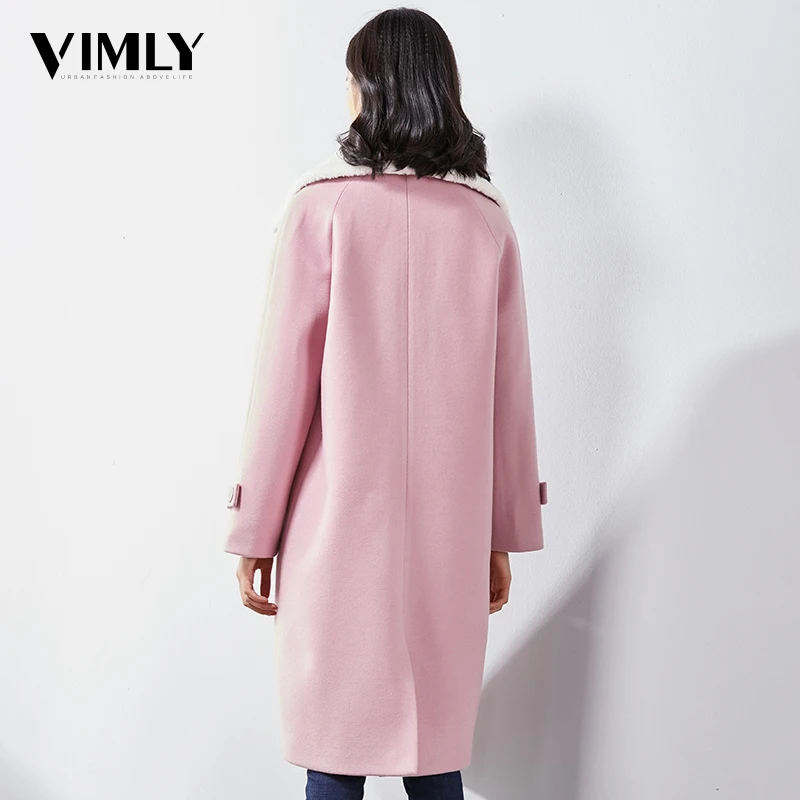 Vimly Женское зимнее однотонное длинное шерстяное пальто офисное Дамское