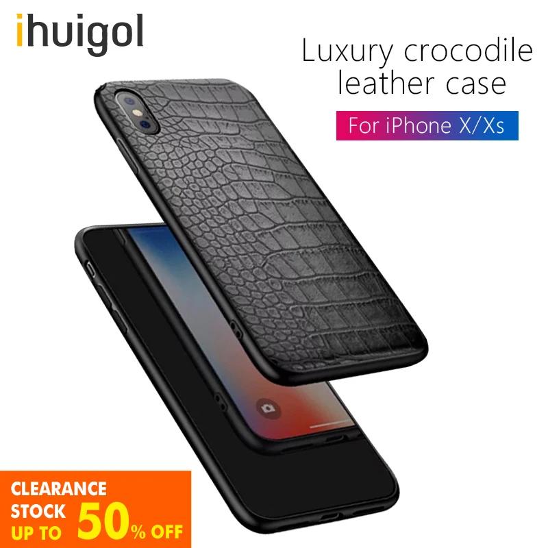 

ihuigol For iPhone 7 6 6S 8 Plus X XS Luxury Retro Crocodile Pattern Silicone Soft Protective Cover Shell Shockproof Phone Case