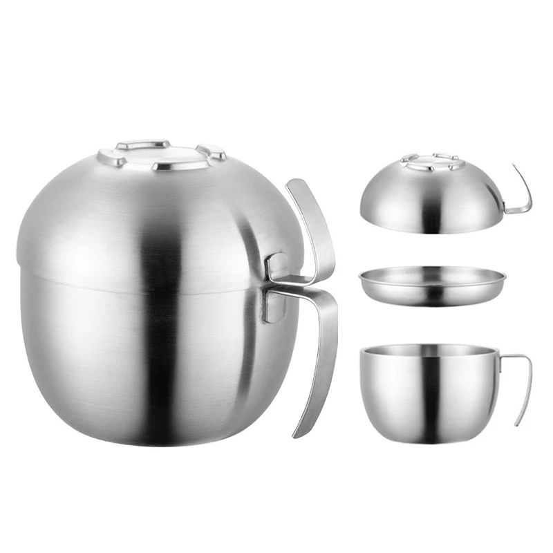 

304 Portable Stainless Steel Instant Noodle Bowl Outdoor Picnic Student Lunch Bento Box Tableware