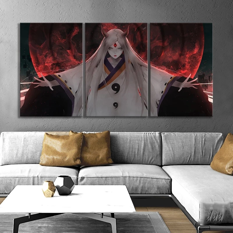 

HD Printed Modular Canvas Painting 3 Pieces Ootutuki Kaguya Naturo Anime Poster Wall Art Home Decor Modern Living Room Framed