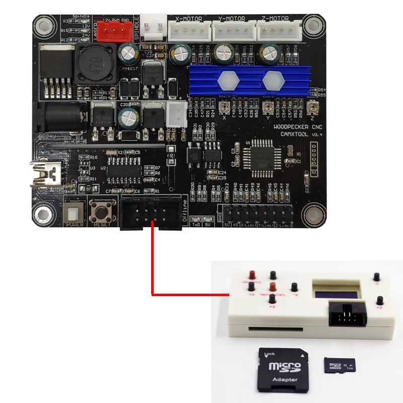 Board with Offline 3-осевой Управление карты V3.4 GRBL1.1f деревообрабатывающий станок с ЧПУ лазерной контроллер гравировальной машины материнская плата для CNC3018 pro ИС формирователя - Цвет: Board with Offline