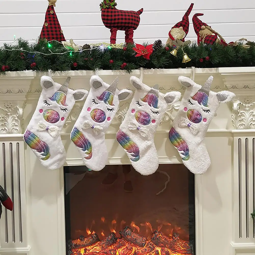 Новинка 2019 года милые носки с единорогами рождественские большого размера сумка