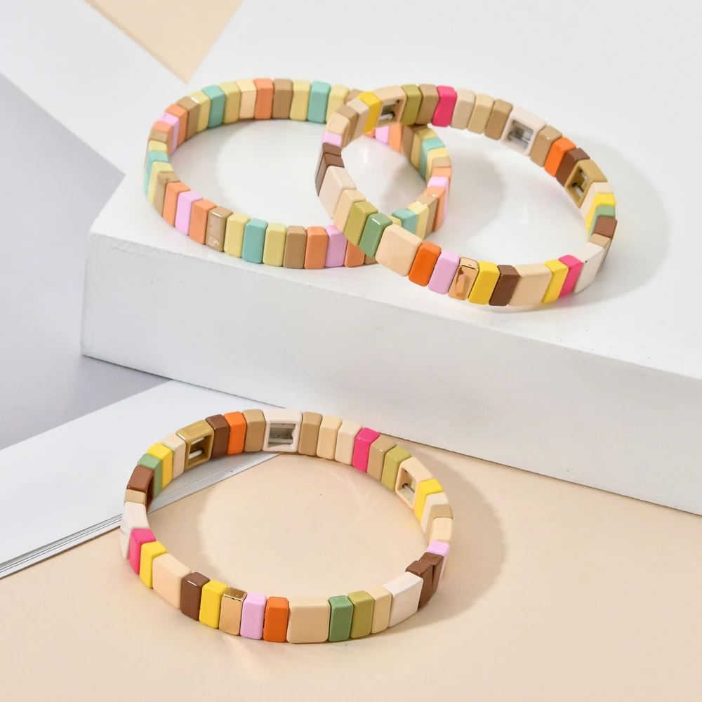 Новые браслеты друзья эмалированная плитка Браслет Женская повязка Pulseras Mujer 2021