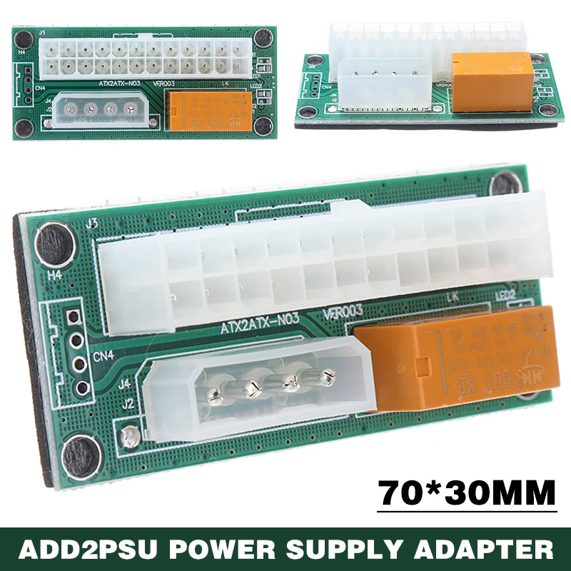 

Новое поступление двойной Мощность синхронный адаптер легкий Add2PSU блок питания ATX 24-контактный Адаптер блока питания разъем