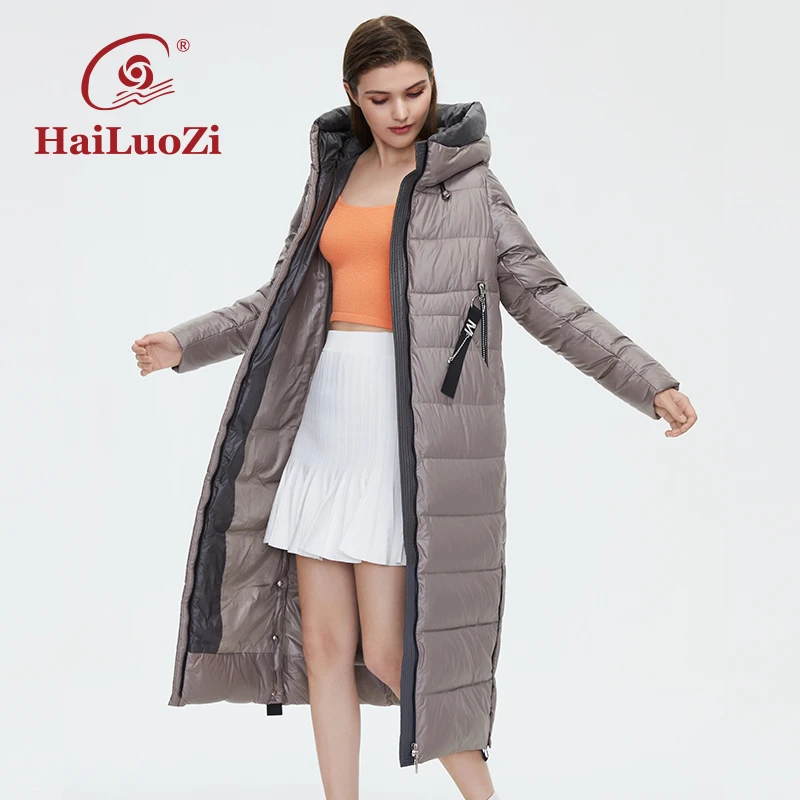 HaiLuoZi 2021 женская зимняя куртка длинное Стильное женское пальто плотное модное