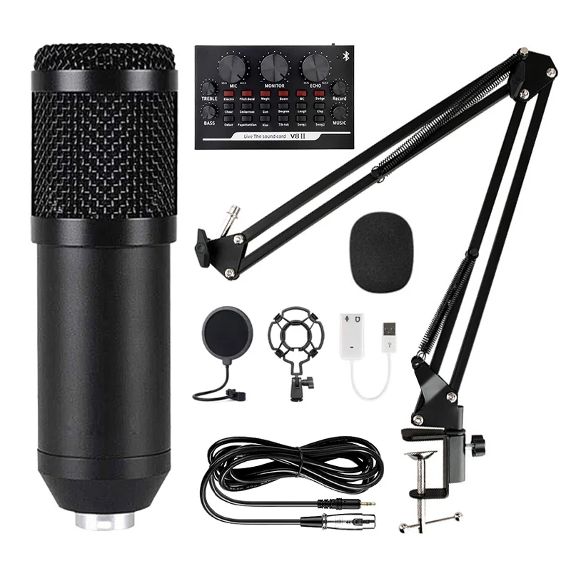 

BM800 Condenser Microphone Professional Recording Microphone with Cantilever Bracket Anti-spray Net Mic for Skype Youtobe Gaming