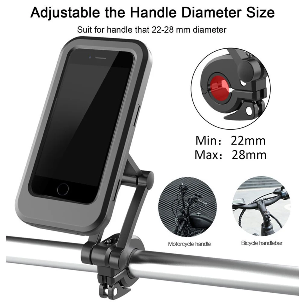 

2 In 1 Motorbike Cycling Phone Holder Waterproof Case Stand 360 Rotation Handlebar Cell Mobile Phone Support for Outdoor Cycling