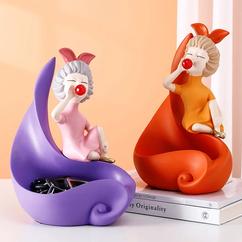 

Creative Resin Bubble Girl Storage Ornament Desktop Organize Crafts Decor Cartoon Modern Home Living Room Decoration Accessories