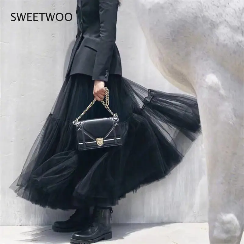 

Petticoat Tutu L Tulle Skirt Vintage Midi Pleated Skirts Womens Lolita Bridesmaid Wedding Faldas Mujer Saias Jupe
