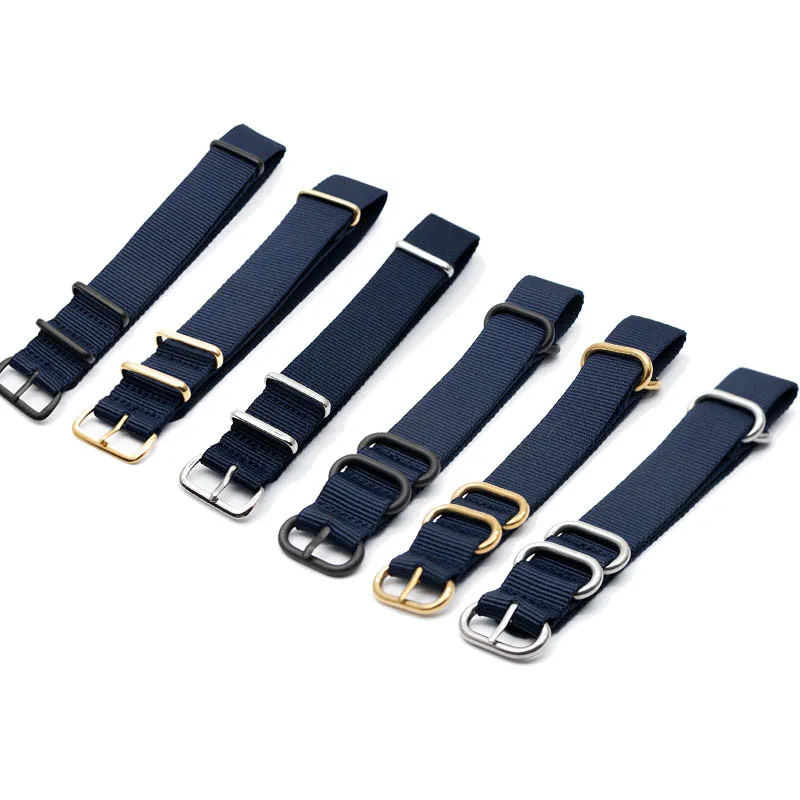 

2PCS Watch Accessories Watchband For NATO Style Army Navy Blue Nylon Strap Fabric Replacement Band 18mm 20mm 22mm 24mm