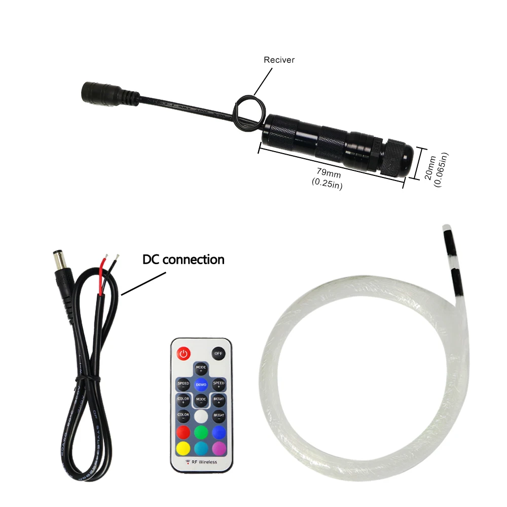 DC12V 2W RGB led волоконно-оптическое освещение 0,75 мм* 50 шт.* 2 м оптическое волокно для украшения автомобиля Звездные огни