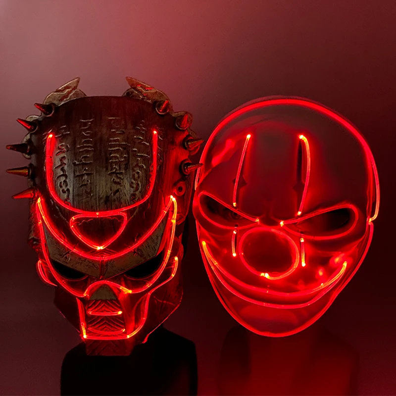 

New Glow Party Supplies Rechargeable LED Mask With Remote Control Color Changing Glowing Mask Neon Costume Mask Halloween Props