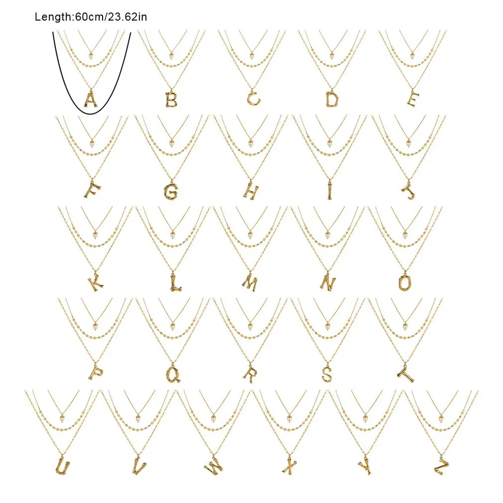 Двойное ожерелье с буквами многослойное колье модное металлическое натуральный