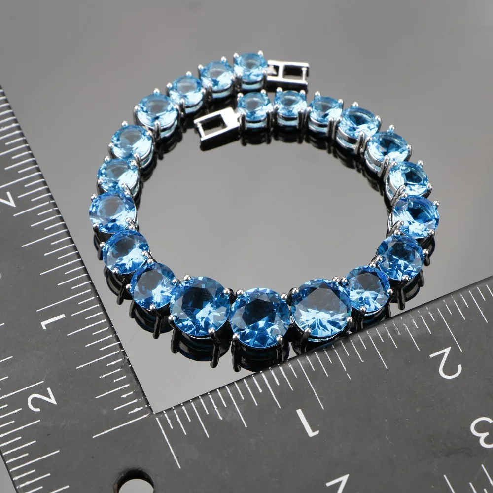 SexeMara Подвески небесно-голубые камни CZ браслеты для женщин серебро 925 ювелирные