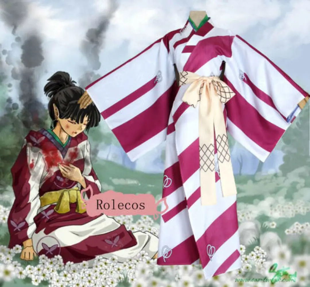

OEING New InuYasha Wind Sorceress Kagura Japanese Classical Kimono Dress Cosplay Costumes 2Styles