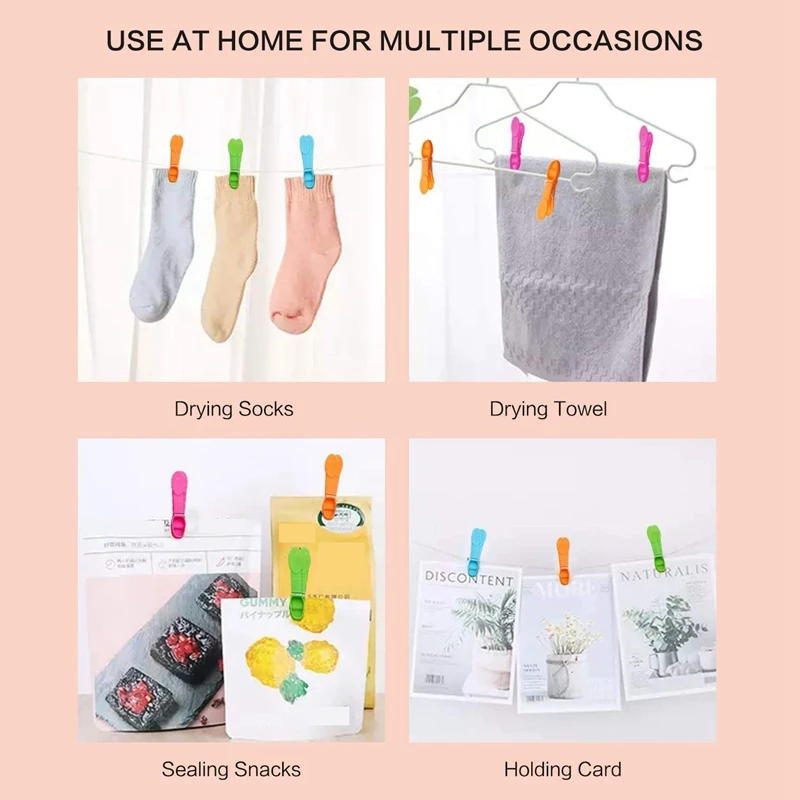 

96Pcs Powerful Clothes Pegs, Colorful Plastic Clothespin, Windproof Laundry Pegs for Home Clothes Supplies Underwears