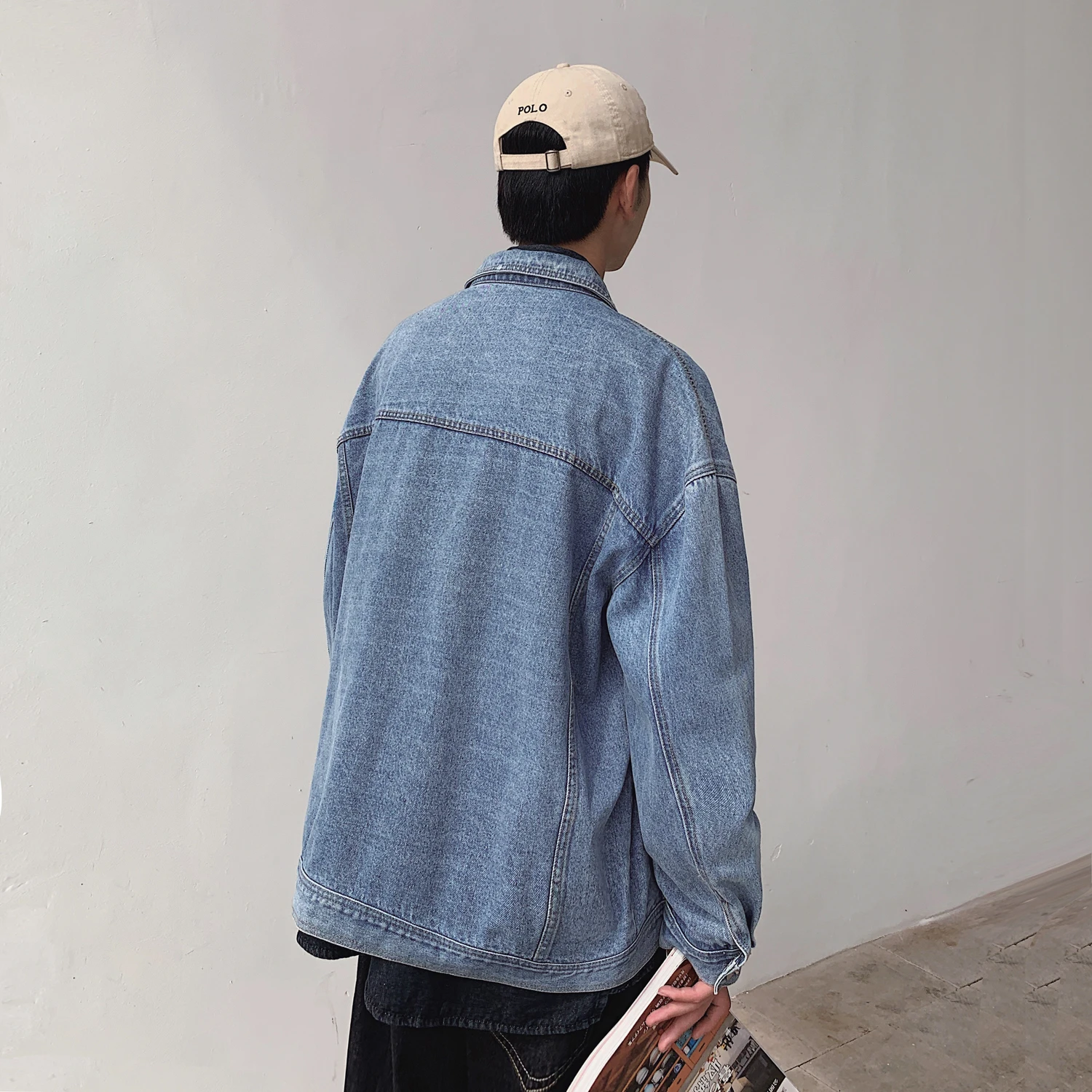 

Autumn and winter tooling lapel single-breasted denim jacket