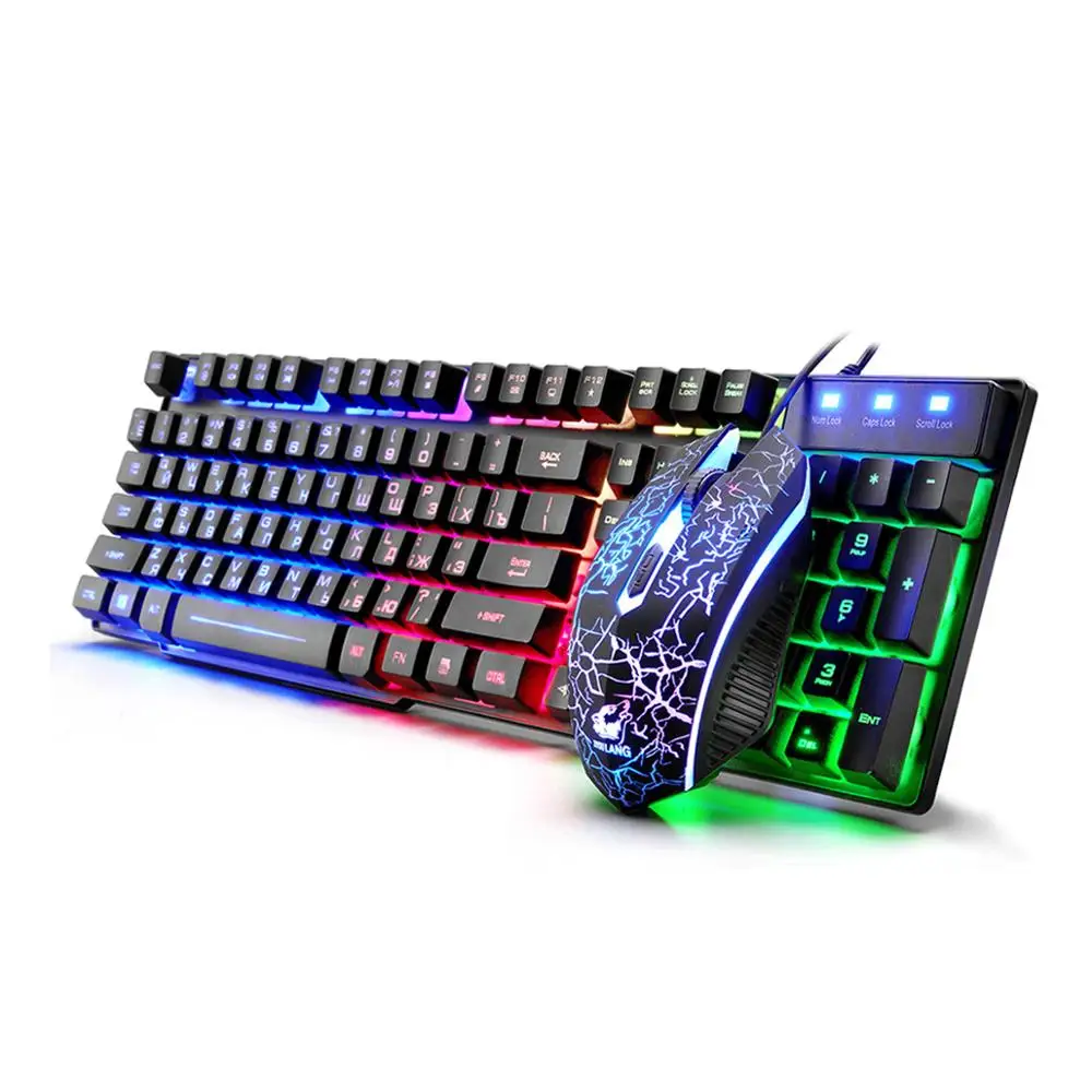 Подсветка игровая клавиатура мышь комбо набор с ковриком для мыши